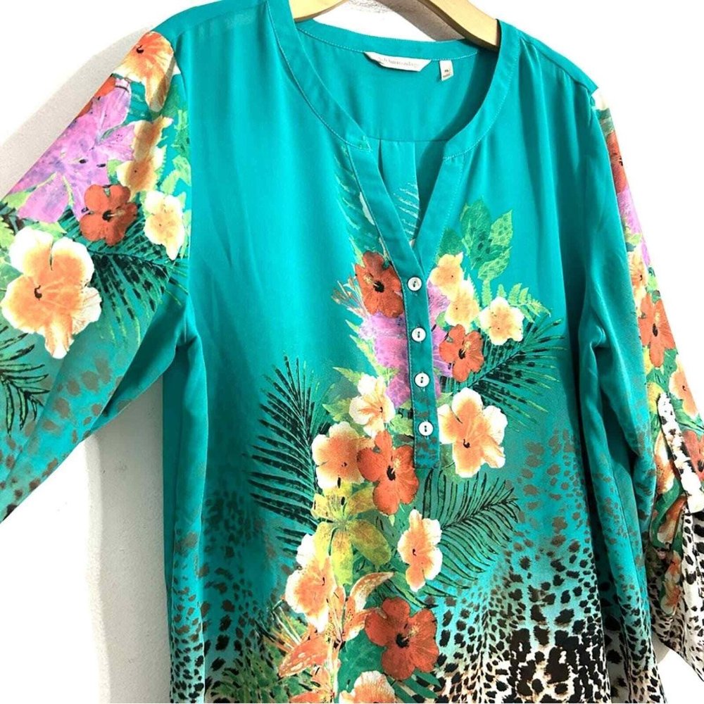 Soft Surroundings Tropical Sheer Pullover Top 3x - image 4